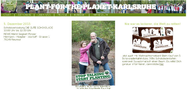 Karlsruher Homepage von Plant-for-the-Planet